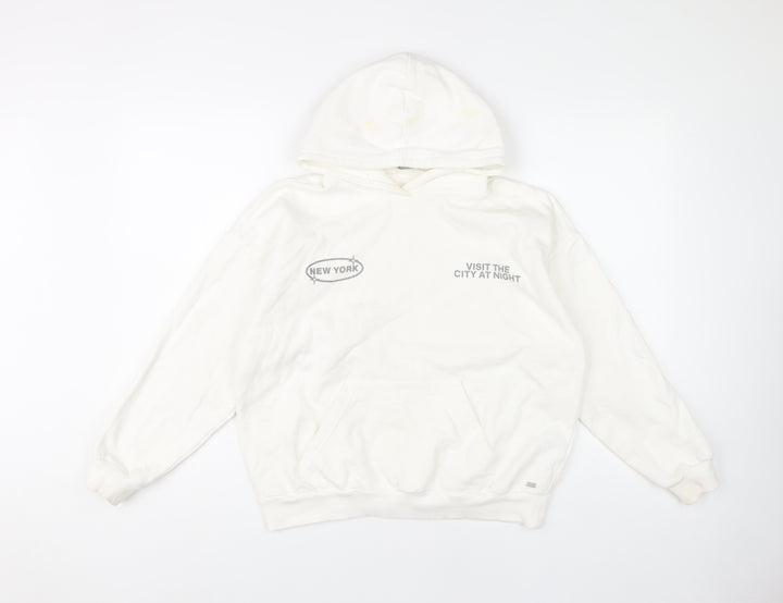 Pull&Bear Teen White XS Hoodie with Graphic Print