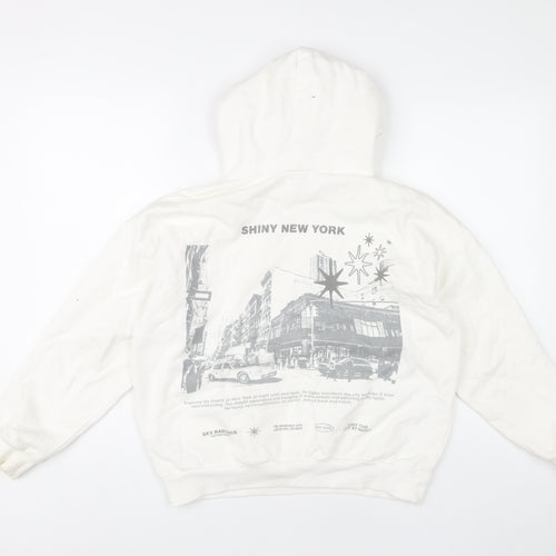 Pull&Bear Teen White XS Hoodie with Graphic Print
