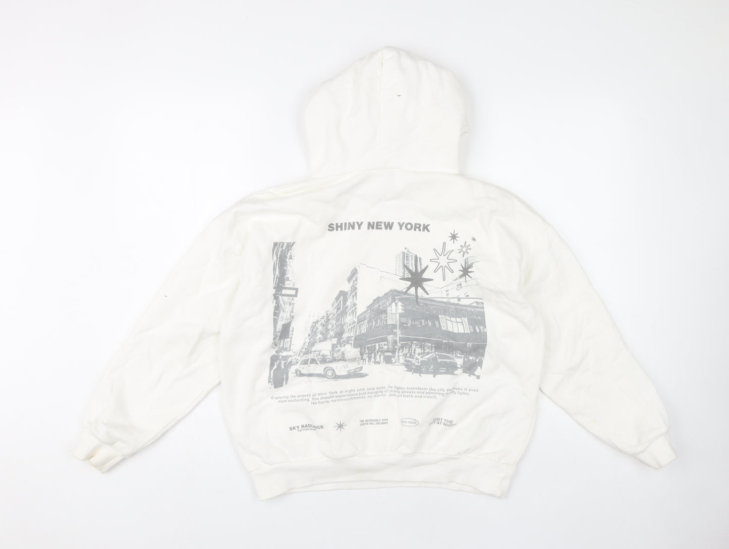 Pull&Bear Teen White XS Hoodie with Graphic Print
