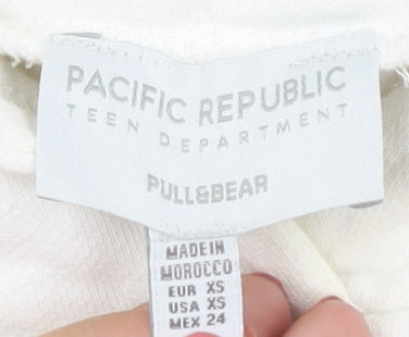 Pull&Bear Teen White XS Hoodie with Graphic Print