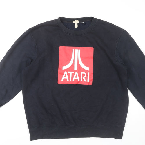 H&M Men's Blue Atari Sweatshirt, Retro Logo, L