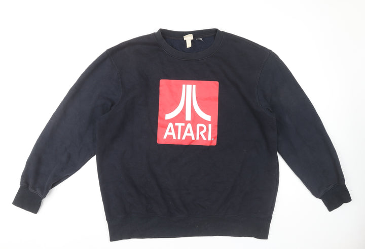 H&M Men's Blue Atari Sweatshirt, Retro Logo, L