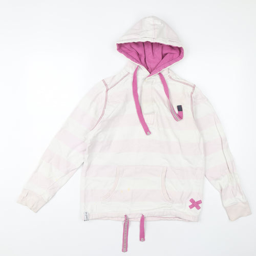 Lazy Jacks Women Pink Striped Pullover Hoodie XS
