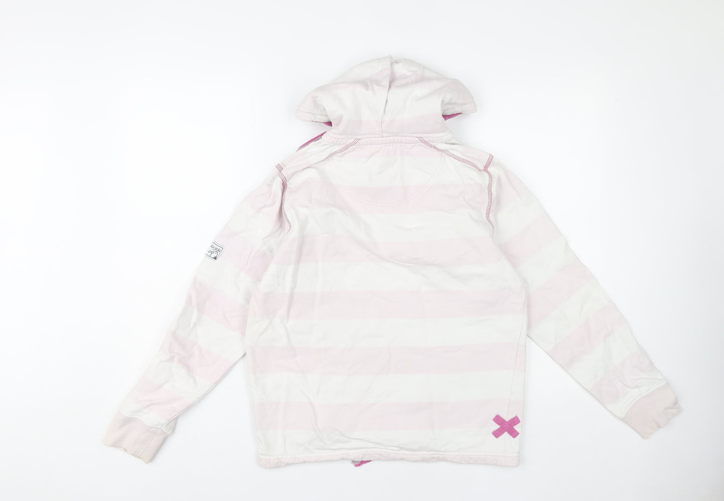 Lazy Jacks Women Pink Striped Pullover Hoodie XS