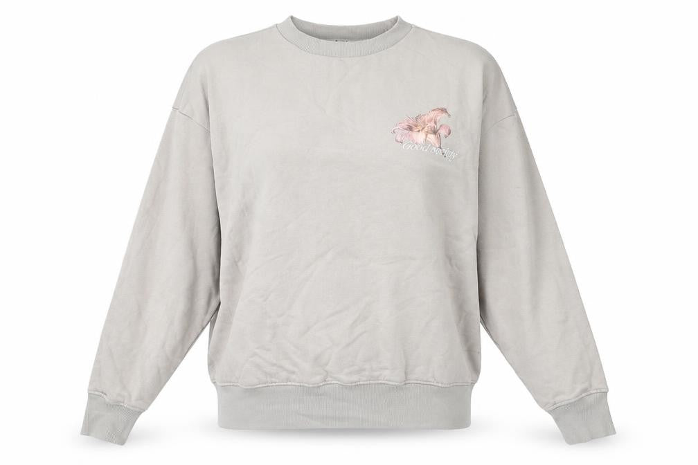 Front view of Next Women's Beige Floral Pullover Sweatshirt, M