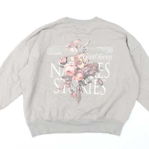 Next Women's Beige Floral Pullover Sweatshirt, M