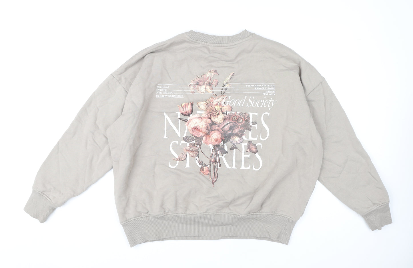 Next Women's Beige Floral Pullover Sweatshirt, M