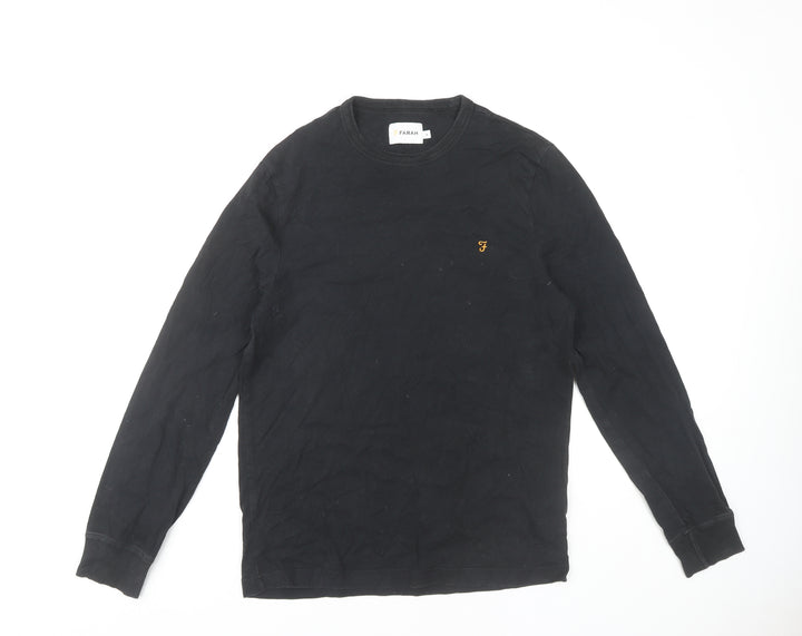 Farah Men's Black Long Sleeve T-Shirt, Medium, Cotton