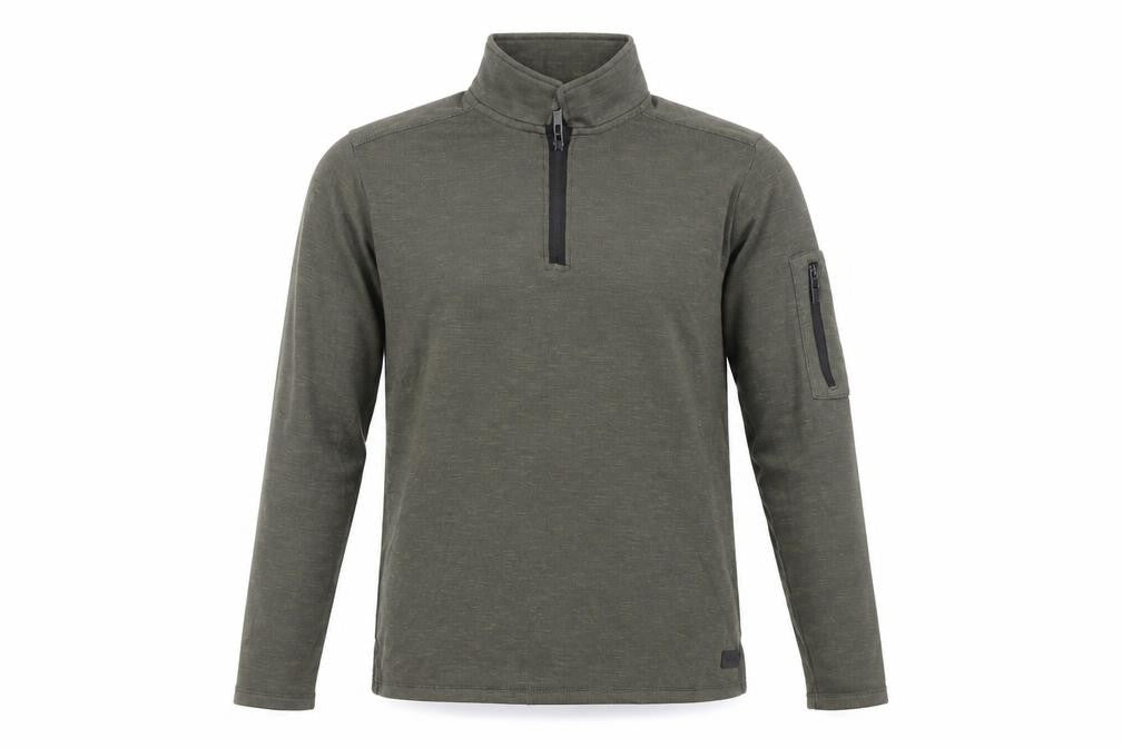 Front view of DISSIDENT Men's Green Medium 1/2 Zip Sweatshirt