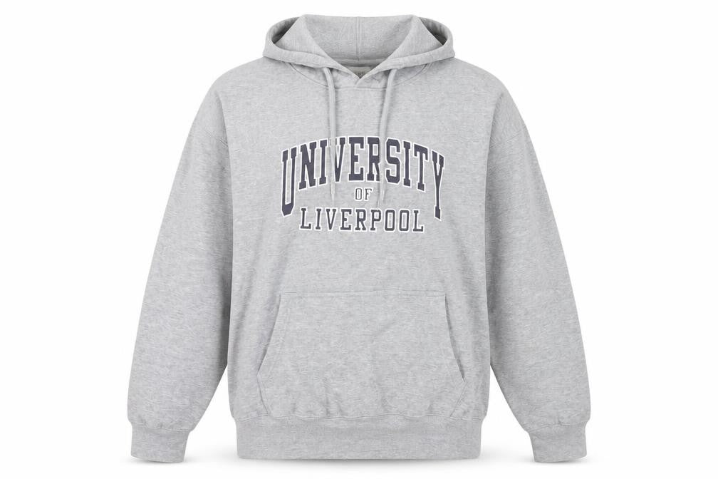 Front view of Advance Apparel Women's Grey Hoodie, size L, University Design