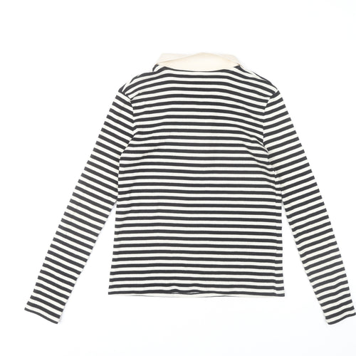MNG Women's Striped Black Polo Shirt Size S