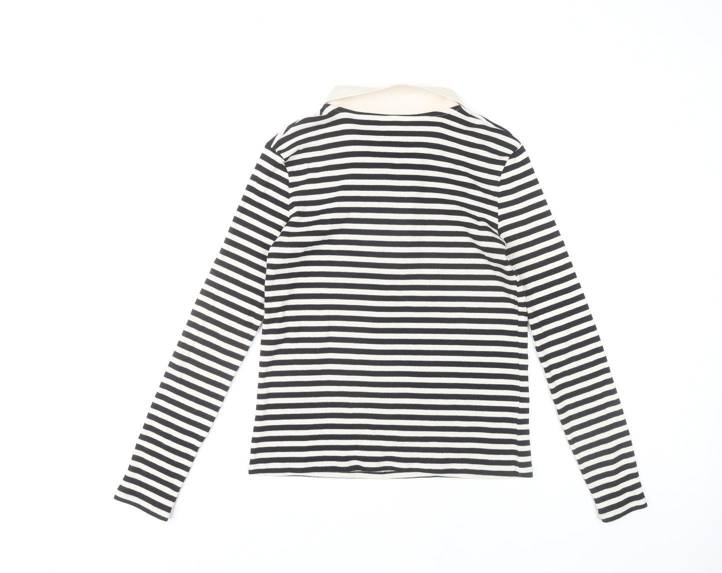 MNG Women's Striped Black Polo Shirt Size S