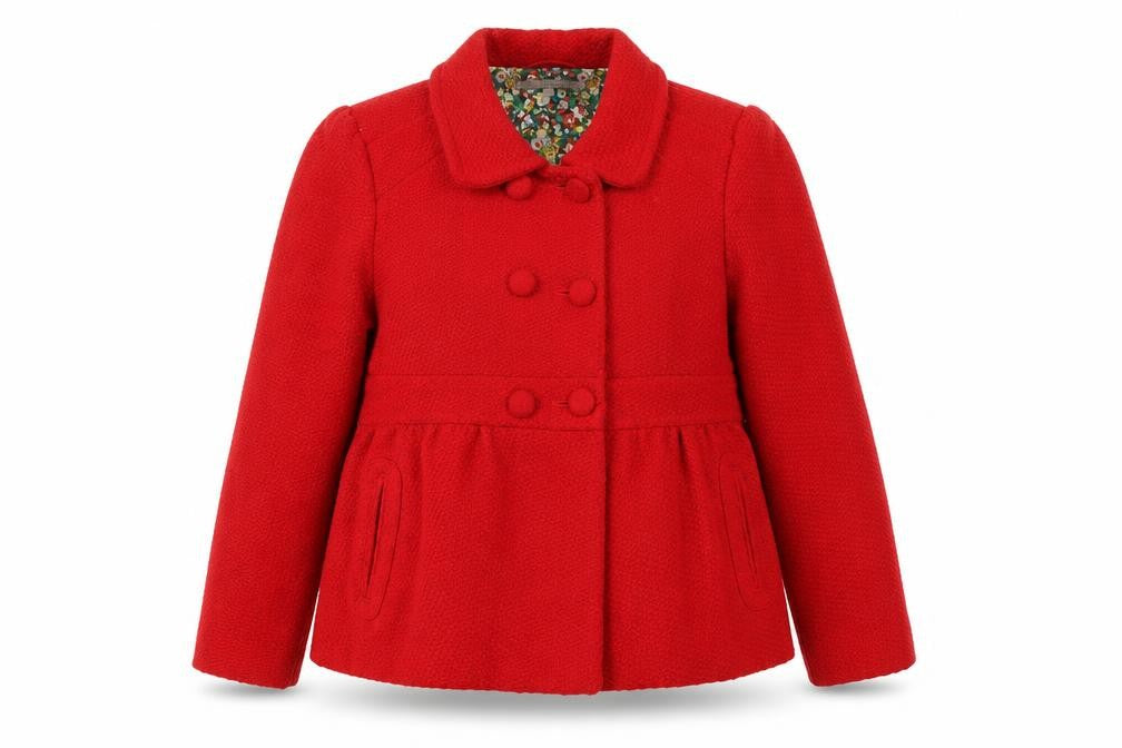 Front view of Lime Collection Women's Red Wool Blend Short Coat, size 16