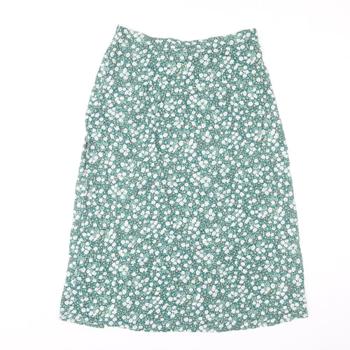 Motel Women's Green Floral Midi Skirt, Size M, Viscose