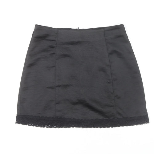 Motel Women's Black Lace Trim Pencil Skirt XS