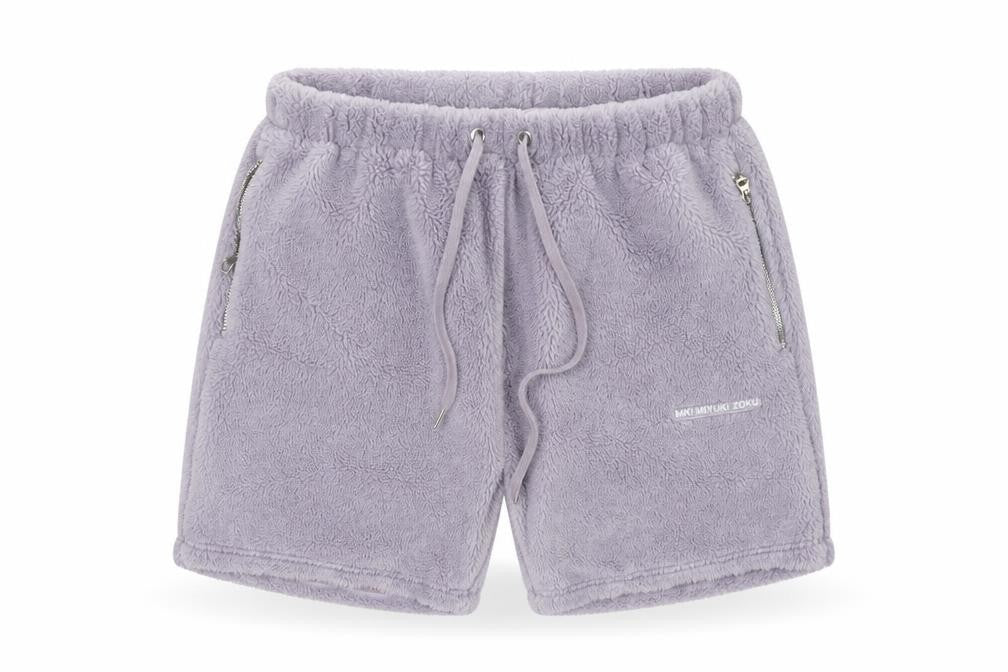 Front view of MKI MIYUKI ZOKU Purple Sweat Shorts L