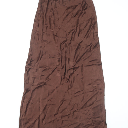 Topshop Women's Brown Long Straight Skirt Size 6