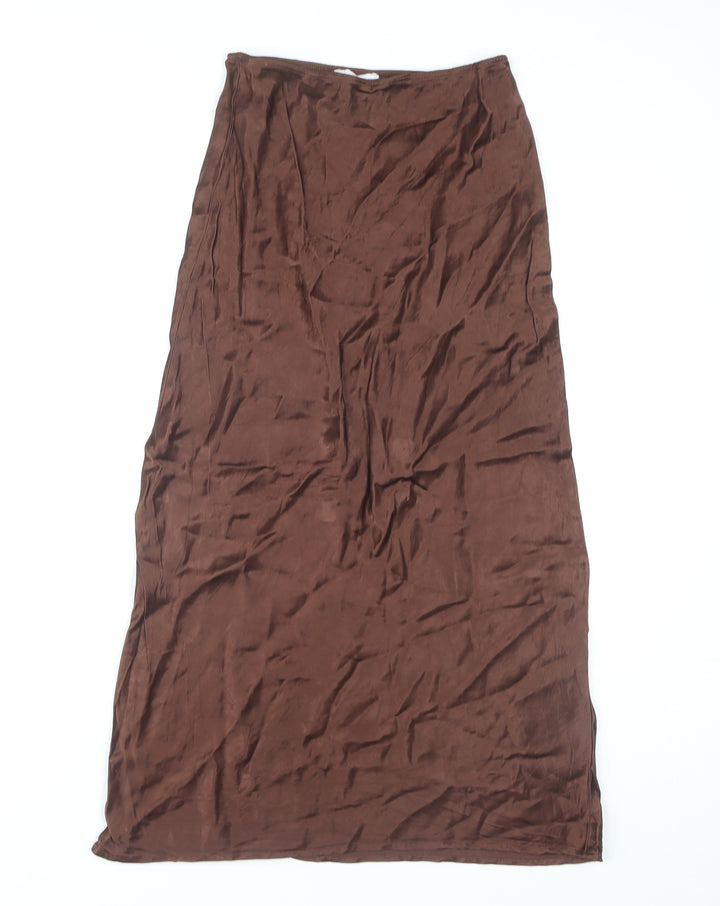Topshop Women's Brown Long Straight Skirt Size 6