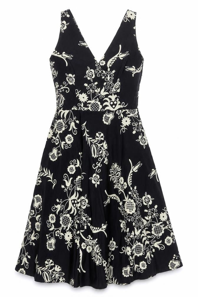 Front view of Great Plains Women's Black A-Line Dress, size S