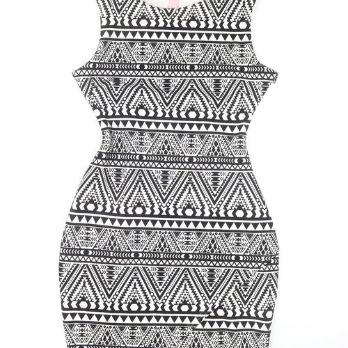 Lipsy Women's Black & White Bodycon Dress Size 10