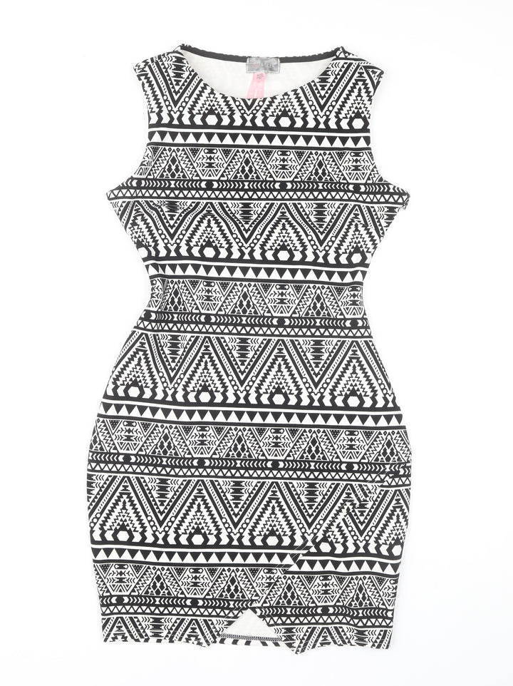 Lipsy Women's Black & White Bodycon Dress Size 10