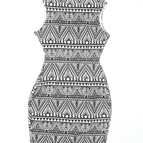 Lipsy Women's Black & White Bodycon Dress Size 10