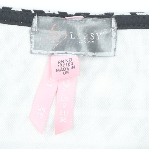 Lipsy Women's Black & White Bodycon Dress Size 10