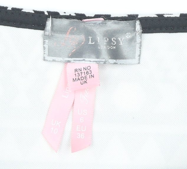 Lipsy Women's Black & White Bodycon Dress Size 10