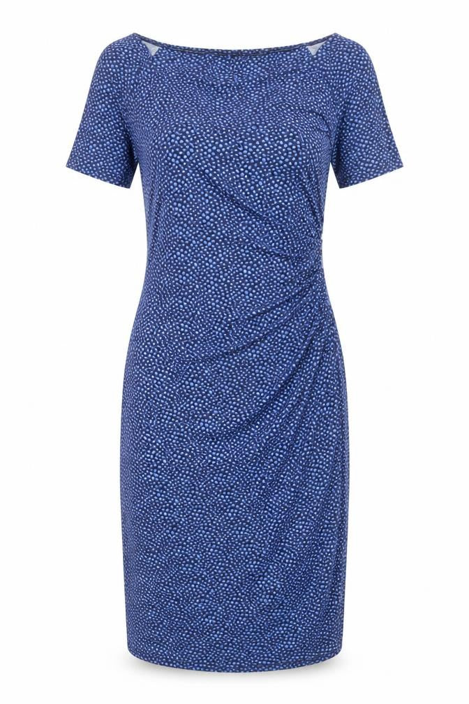 Front view of Pure Collection Women's Blue Sheath Dress, size 10