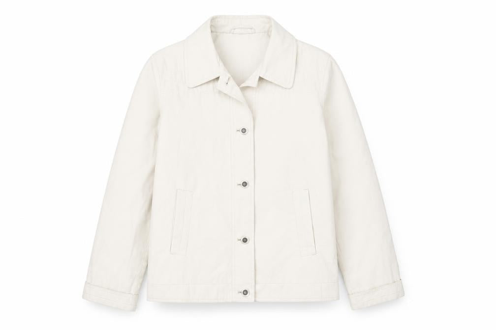 Front view of Telemac Women's Beige M Jacket - Casual, Buttoned