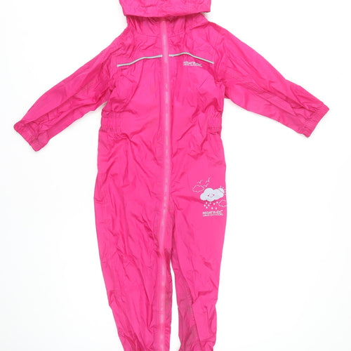 Regatta Girls Pink Hooded Snowsuit 7Y Waterproof Raincoat