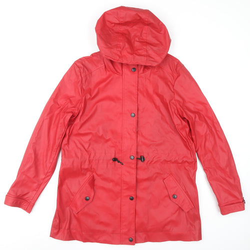 Next Women's Red Hooded Rain Coat, Size 14 - Waterproof