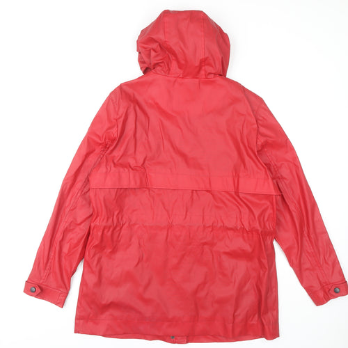 Next Women's Red Hooded Rain Coat, Size 14 - Waterproof