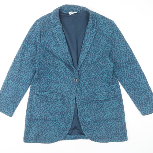 Kettlewell Women's Blue Animal Print Blazer L