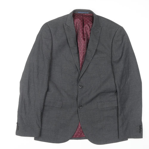 Next Men's Grey Blazer 40R Classic Single-Breasted
