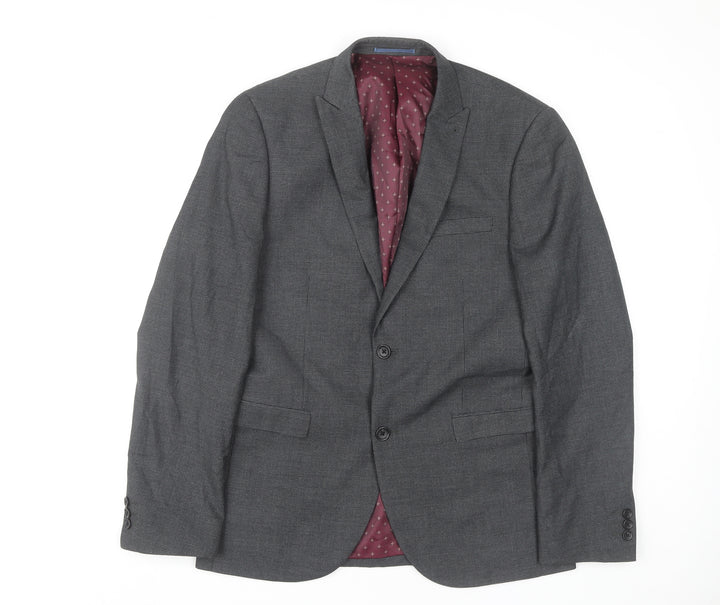 Next Men's Grey Blazer 40R Classic Single-Breasted