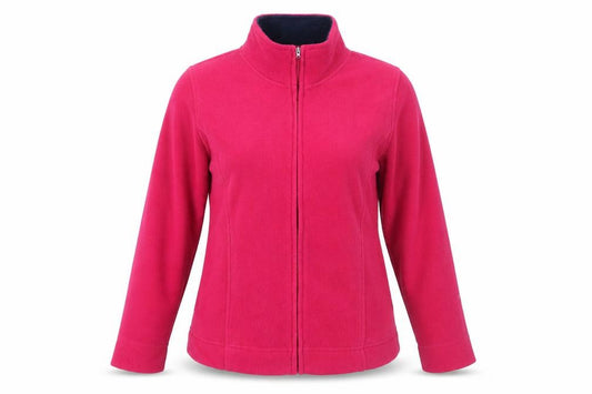 Front view of Isle Women's Red Fleece Jacket, size 10-12
