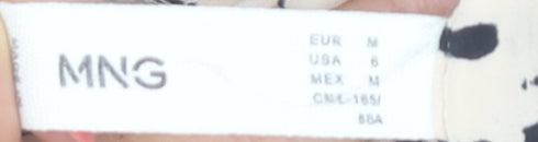 MNG Women's Beige Animal Print Blouse, Size 12