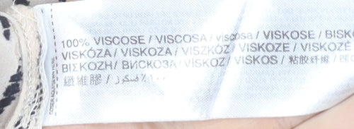 MNG Women's Beige Animal Print Blouse, Size 12