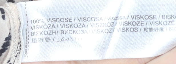 MNG Women's Beige Animal Print Blouse, Size 12