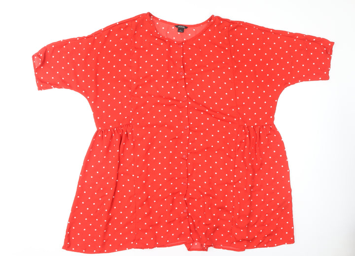Monki Women's Red Polka Dot A-Line Dress L