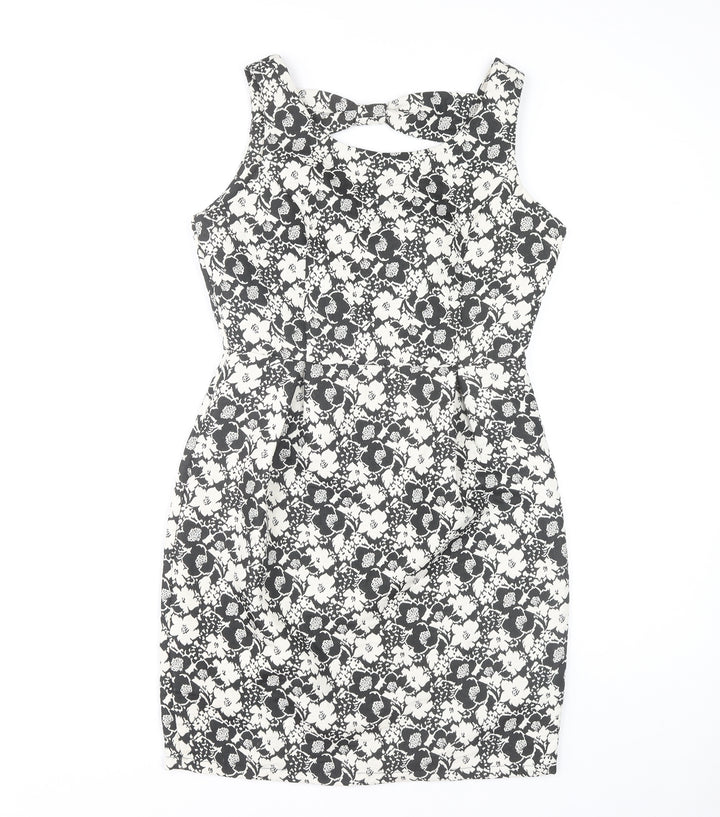 Yumi Women's Floral Dress Black White Size 10 Sleeveless