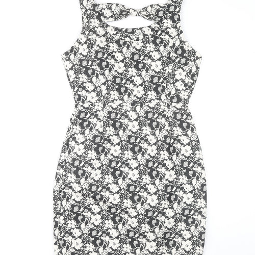 Yumi Women's Floral Dress Black White Size 10 Sleeveless