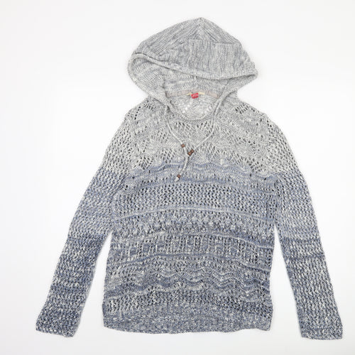 F&F Women's Blue Hooded Pullover Jumper Size 12
