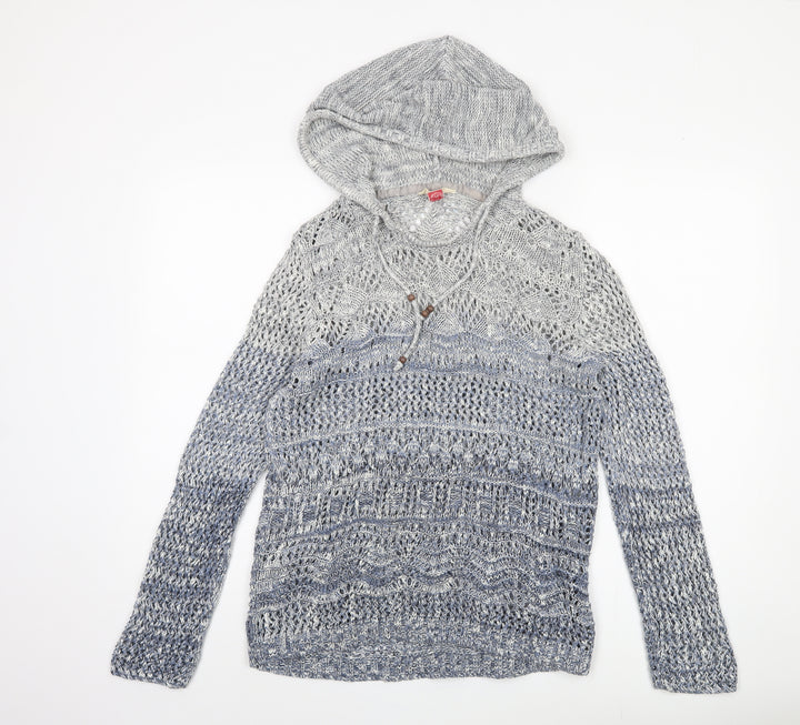 F&F Women's Blue Hooded Pullover Jumper Size 12