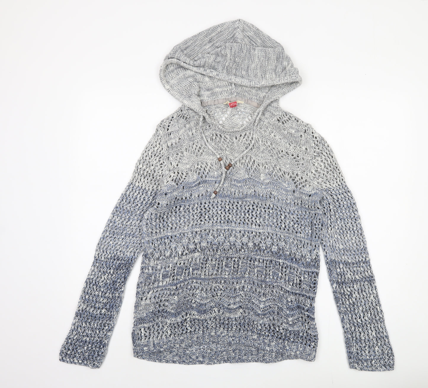 F&F Women's Blue Hooded Pullover Jumper Size 12