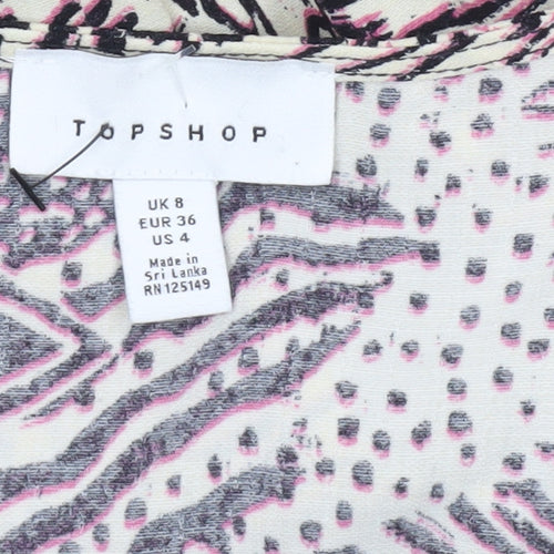 Topshop Women’s Multicoloured Wrap Blouse Size 8