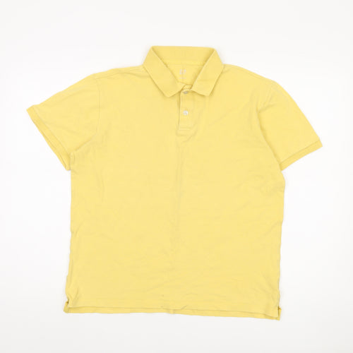 GAP Men's Yellow Polo Shirt Medium Cotton Elastane