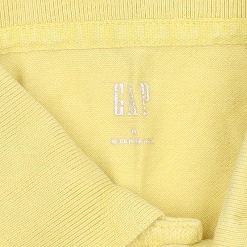 GAP Men's Yellow Polo Shirt Medium Cotton Elastane