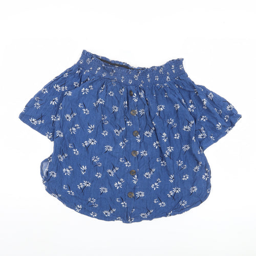 Next Women Blue Floral Cropped Blouse Size 12